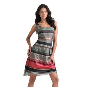 Banana Republic 100% Silk Striped Sheath Dress with Pockets Size 4P Casey Style